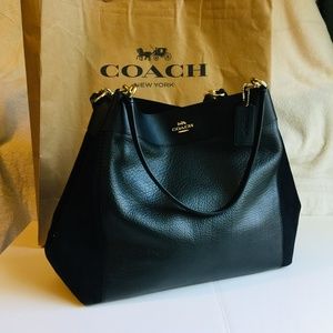 Coach Shoulder Bag Lexi Large Black Leather/Suede